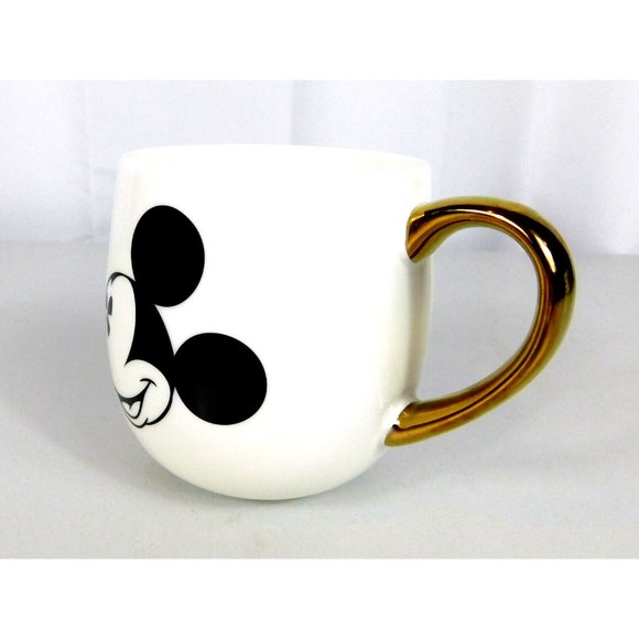 Disney Mickey Mouse Face Coffee Mug Cup White w/Gold Handle Porcelain - Picture 5 of 9